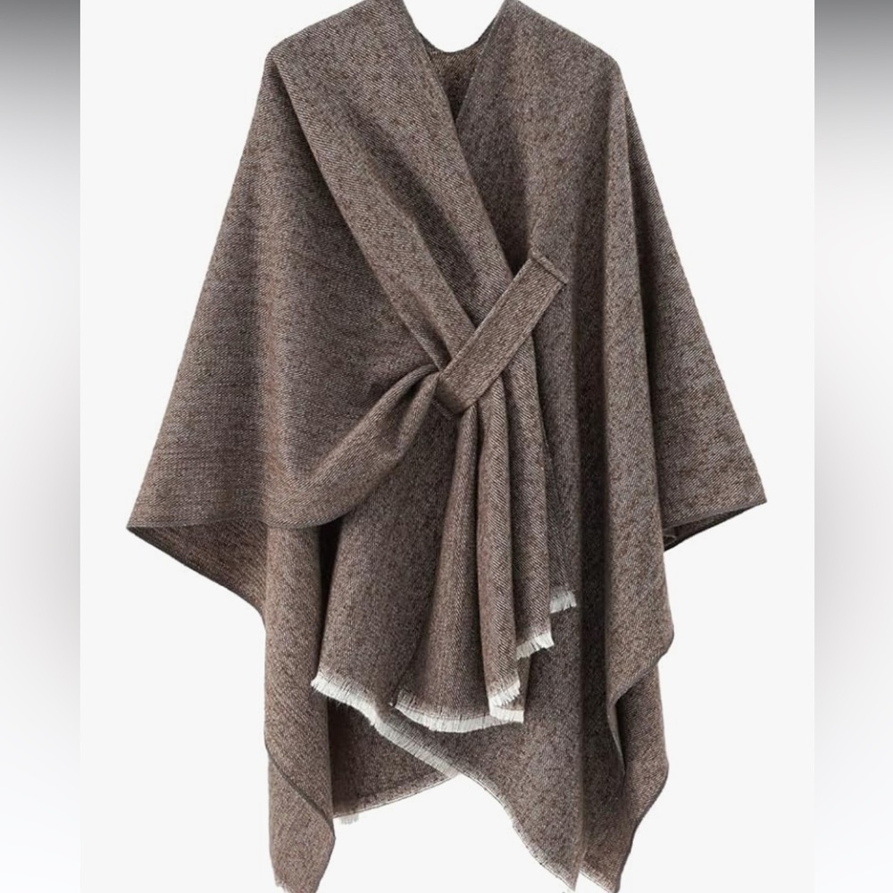 Brown Knitted Cloak Cardigan